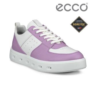 【ecco】STREET 720 W SNEAKER 街頭趣闖防水皮革休閒鞋 女鞋(薰衣草紫/白色 20971361071)