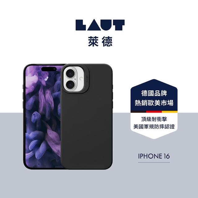 【LAUT 萊德】iPhone 16 磁吸輕量保護殼-黑(支援MagSafe功能)