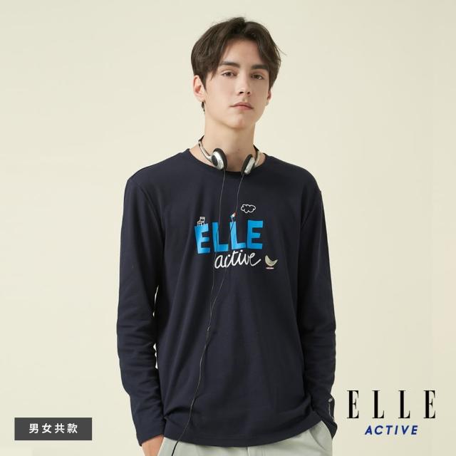 【ELLE ACTIVE】男女共款 基礎百搭長袖T恤-深藍色(EA24A2F1701#39)