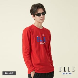 【ELLE ACTIVE】男女同款 基礎百搭長袖T恤-紅色(EA24A2F1701#75)