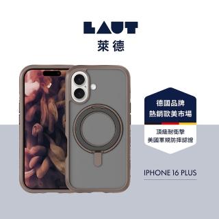 【LAUT 萊德】iPhone 16 Plus 磁吸360支架軍規耐衝擊保護殼-霧棕(支援MagSafe功能)