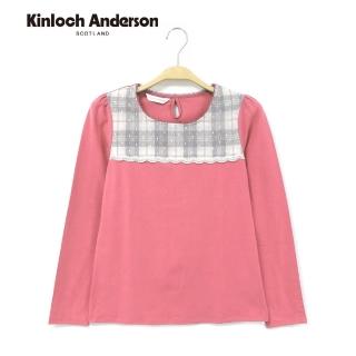 【Kinloch Anderson】蕾絲格紋拼接長袖上衣 金安德森女裝(KA0575309 粉/粉藍)