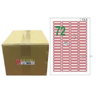 【龍德】LONGDER 三用電腦標籤 A4 72格 15*45mm紅框1000張/箱 LD-8112-J-B(適用雷射、噴墨、影印)