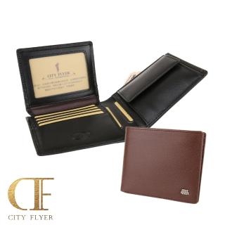 【CITY FLYER】真皮 城市旅者馬毛紋系列牛皮上翻零錢皮夾錢包短夾男夾(黑色/咖啡)