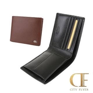 【CITY FLYER】真皮 城市旅者馬毛紋系列牛皮雙折零錢皮夾錢包短夾男夾(黑色/咖啡)