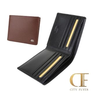 【CITY FLYER】城市旅者馬毛紋系列牛皮雙折8卡皮夾錢包短夾男夾(黑色/咖啡)