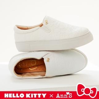 【Ann’S】Ann’S X Sanrio三麗鷗 HELLO KITTY 聯名經典滿版無色烙印厚底懶人鞋3.5cm(白)