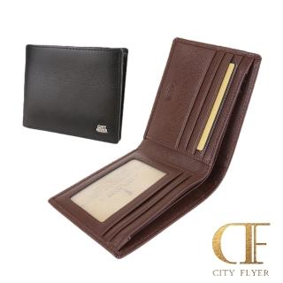 【CITY FLYER】城市旅者馬毛紋系列牛皮雙折6卡皮夾錢包短夾男夾(黑色/咖啡)