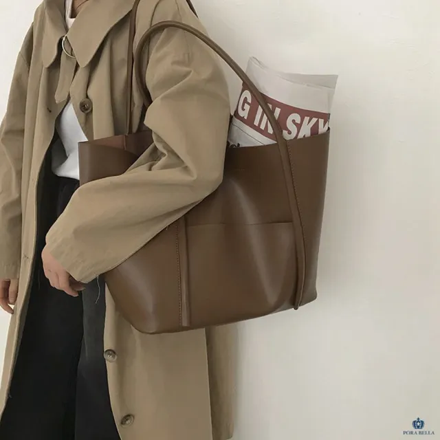 【Porabella】簡約休閒 復古托特包 大容量單肩手提包 ins風 送女友 情人節禮物首選Backpack Bags