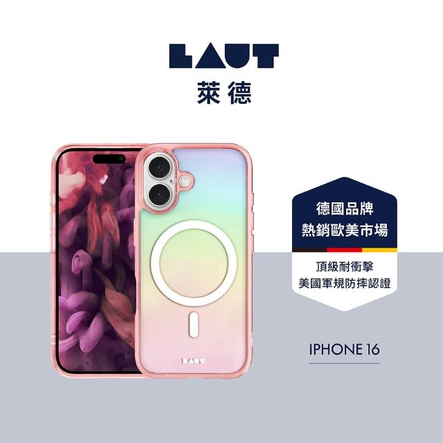 【LAUT 萊德】iPhone 16 磁吸炫彩保護殼-彩透粉(支援MagSafe功能)