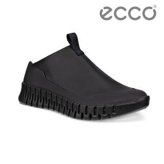 【ecco】GRUUV W 樂步低筒套入式皮革休閒鞋 女鞋(黑色 21832351052)
