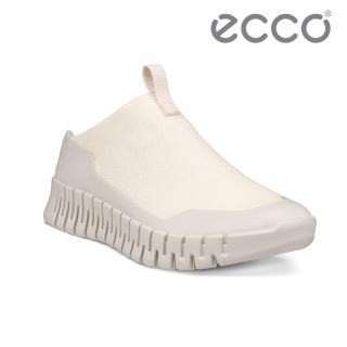 【ecco】GRUUV W 樂步低筒套入式皮革休閒鞋 女鞋(砂礫灰/石灰色 21832361068)