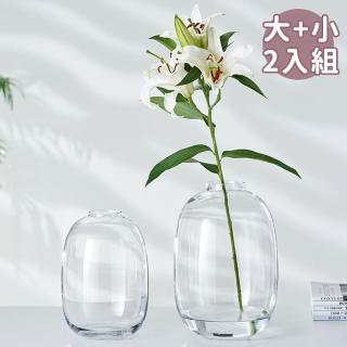 【好拾選物】輕奢簡約大肚玻璃花瓶-透明(大小2入組)
