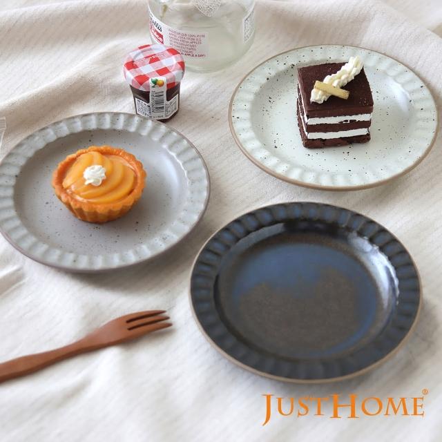 【Just Home】日系直紋粗陶6吋點心盤4件組(盤 碗盤 點心盤 平盤 圓盤)