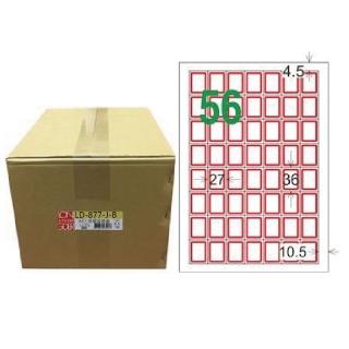 【龍德】LONGDER 三用電腦標籤 A4 56格 27*36mm紅框1000張/箱 LD-877-J-B(適用雷射、噴墨、影印)
