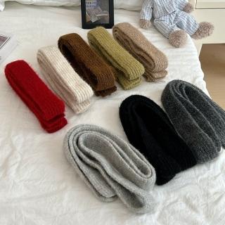 【米蘭精品】現貨+預購 圍巾絨毛脖圍(秋冬純色長條針織百搭男女配件8色74hv34)