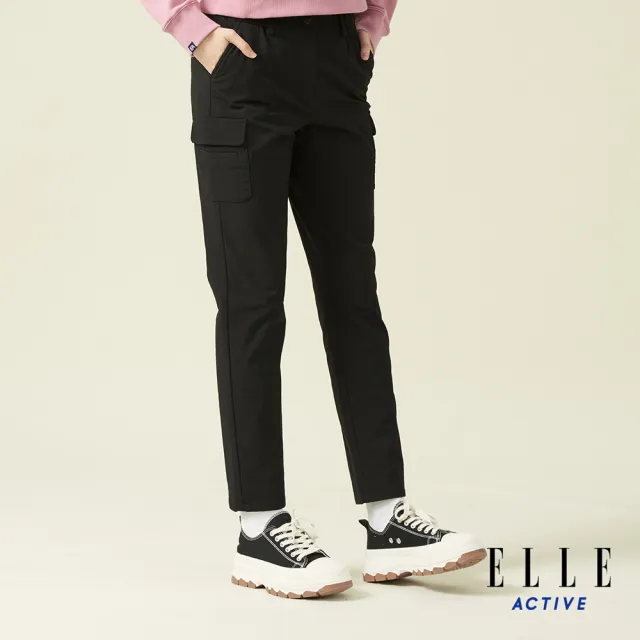 【ELLE ACTIVE】女款 四面彈平織休閒長褲-黑色(EA24A2W3404-99)