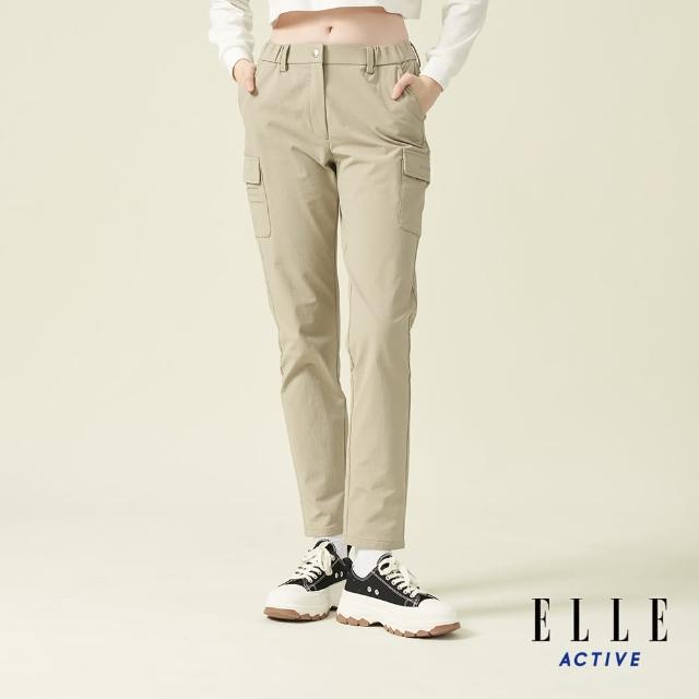 【ELLE ACTIVE】女款 四面彈平織休閒長褲-卡其色(EA24A2W3404#82)