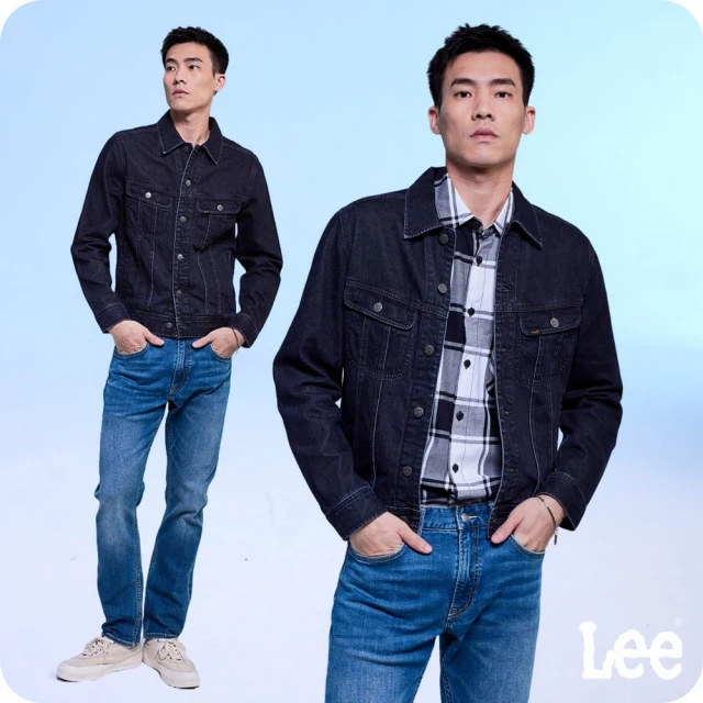 Lee 男裝 牛仔外套 / 經典闊型 深藍洗水 標準版型 / 101+ 系列(LB414005718)