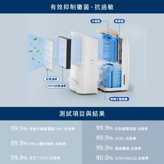 【Philips 飛利浦】13公升★一級能效清淨除溼機(DE5206/88雲朵白)