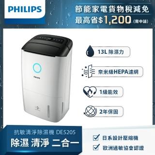 【Philips飛利浦】13公升一級能效清淨除濕機(DE5205/81)