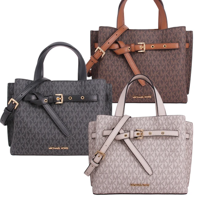 Michael Kors EMILIA系列金字LOGO PVC拼接皮革 手提包/斜背包(多色任選)