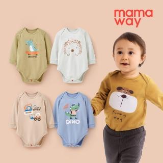 【mamaway 媽媽餵】BABY Q彈棉質長袖包屁衣 1入(多款任選)