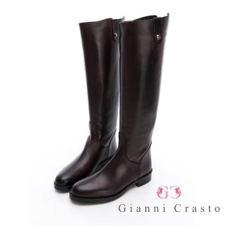 【GEORGE 喬治皮鞋】義大利Gianni Crasto 質感真皮極簡長靴-酒紅 432013KP61