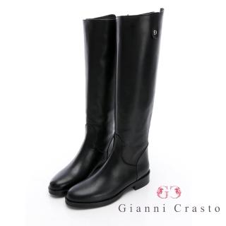 【GEORGE 喬治皮鞋】義大利Gianni Crasto 質感真皮極簡長靴-黑 432013KP10