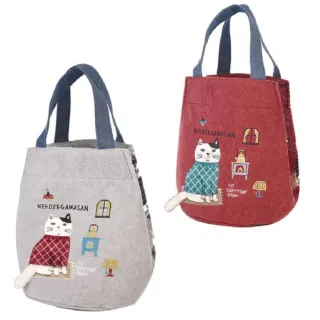 【Kusuguru Japan】日本眼鏡貓 抓絨圓底輕巧小手提包 立體尾巴刺繡圖案時尚可愛水桶包 手提包( 