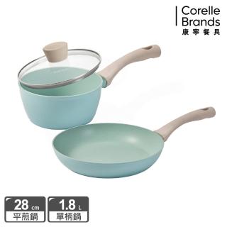 【CorelleBrands 康寧餐具】SNAPWARE 鈦輕量不沾平煎鍋28CM+18CM(IH爐可用)