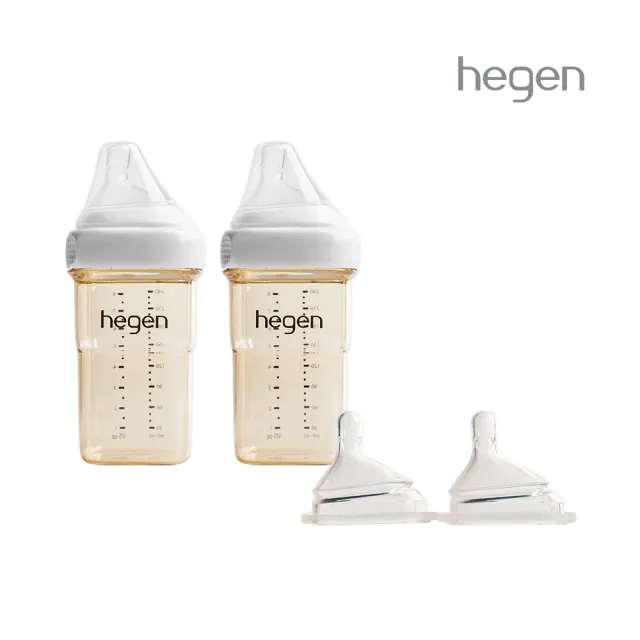 【hegen】總代理｜奶瓶奶嘴組(240ml雙瓶+奶嘴兩入組)