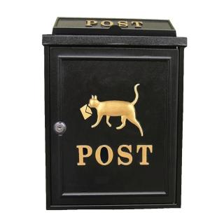 【PUSH!】居家生活用品 英倫風金貓咪信箱 個性化信箱郵箱郵筒報紙箱(信箱 I51-1)