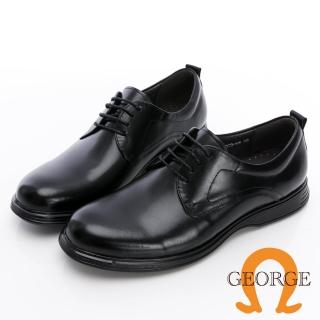 【GEORGE 喬治皮鞋】MODO系列 圓頭素面真皮綁帶商務機能鞋 -黑 415003BW10