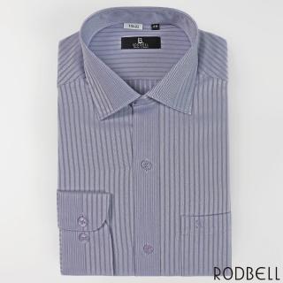 【RODBELL 羅德貝爾】紫色條紋定位長袖修身襯衫(棉、聚酯纖維、舒適透氣、修身襯衫)