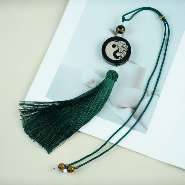 【米蘭精品】現貨+預購 汽車掛飾車內吊墜(黑檀木鑲銀太極虎汽車內飾74if33)