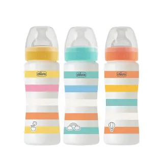 【Chicco 官方直營】舒適哺乳-矽膠PP特大奶瓶330ML-快速流量(適用4m+)