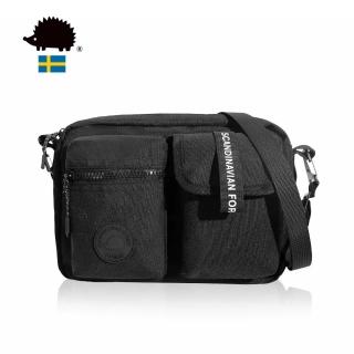 【SCANDINAVIAN FOREST 北歐小刺蝟】513黑膠樂章雙袋刺蝟側揹包(黑色)