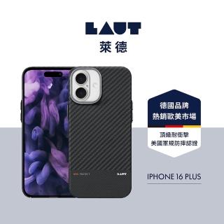 【LAUT 萊德】iPhone 16 Plus 磁吸鏡頭支架極薄纖維保護殼-黑(支援MagSafe功能)