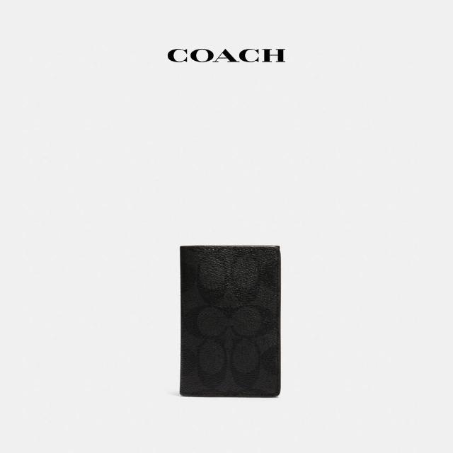 【COACH】蔻馳官方直營 經典Logo名片卡夾-QB/黑色/黑色(9163)