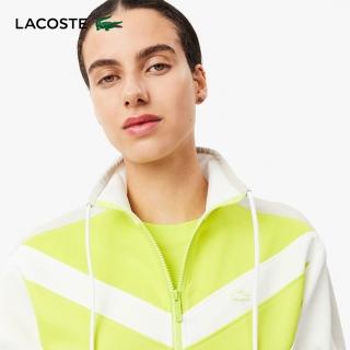 【LACOSTE】女裝-拼色雙面布套頭運動衫(白/黃配色)