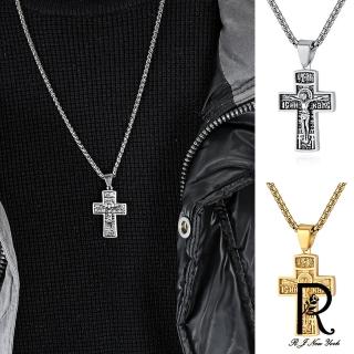 【RJ New York】耶穌的愛復古十字架不鏽鋼中性長項鍊(2色可選)