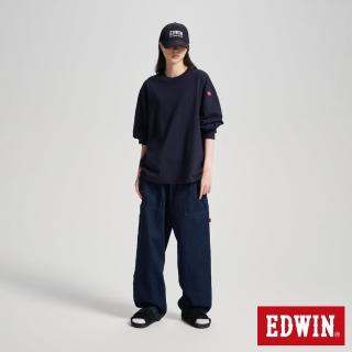 【EDWIN】男裝 超重磅大寬版薄長袖T恤(丈青色)