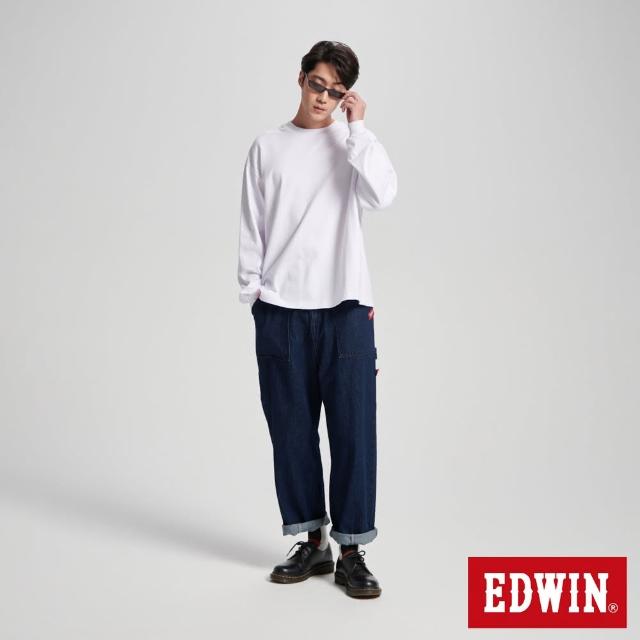 【EDWIN】男裝 超重磅大寬版薄長袖T恤(白色)