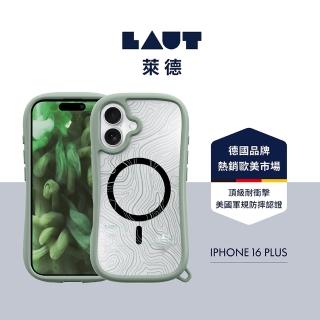 【LAUT 萊德】iPhone 16 Plus 磁吸耐衝擊保護殼-地圖透綠(支援MagSafe功能)