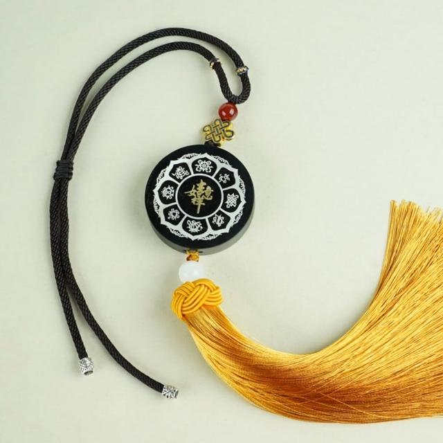 【米蘭精品】現貨+預購 汽車掛飾車內吊墜(黑檀鑲銀吉祥如意汽車內飾74if68)