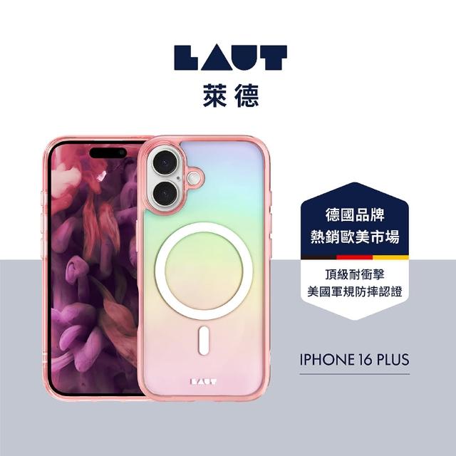 【LAUT 萊德】iPhone 16 Plus 磁吸炫彩保護殼-彩透粉(支援MagSafe功能)