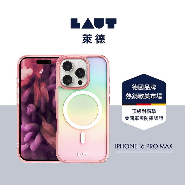 【LAUT 萊德】iPhone 16 Pro Max 磁吸炫彩保護殼-彩透粉(支援MagSafe功能)