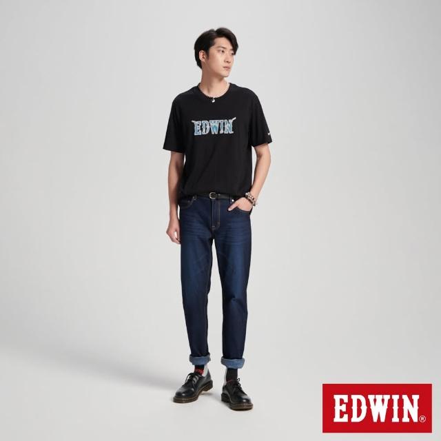 【EDWIN】男裝 牛仔布LOGO短袖T恤(黑色)