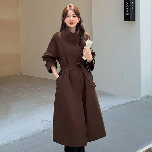 【巴黎精品】現貨+預購 風衣外套休閒大衣(秋季韓版過膝氣質女外套a1hs11)
